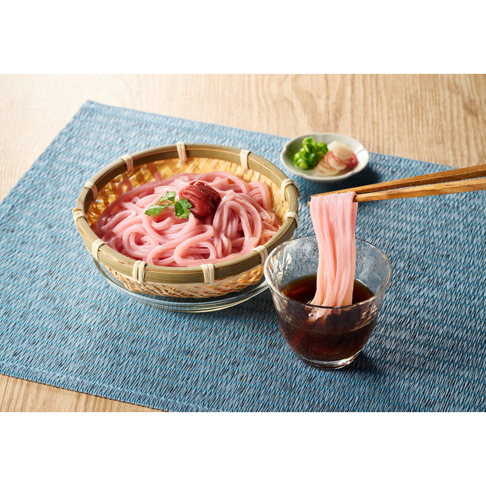 夏 ギフト 南高梅 桃色 麺つゆ 常温保存　お中元 ギフト 2026 紀州 丸ざる梅うどん 5食入 夏 御中元 南高梅 桃色 麺つゆ 常温保存