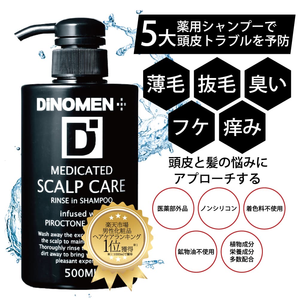 頭皮スッキリ！髪が潤う！ 桃山ホールディングス 医薬部外品 DiNOMEN(ディノメン 薬用スカルプケア リンスインシャンプー 500ml