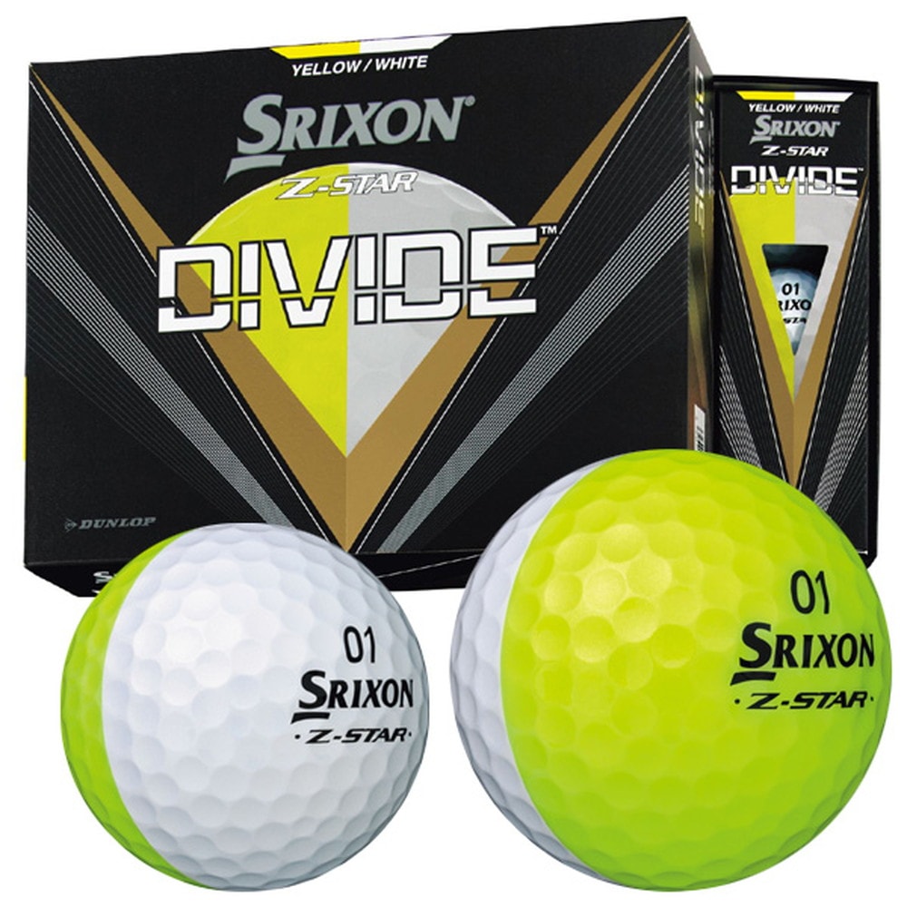 ダンロップ スリクソン Z-STAR8 DIVIDE イエロー/ホワイト 1ダース(12個入) DUNLOP ゴルフボール SRIXON ゼットスター8 ディバイド