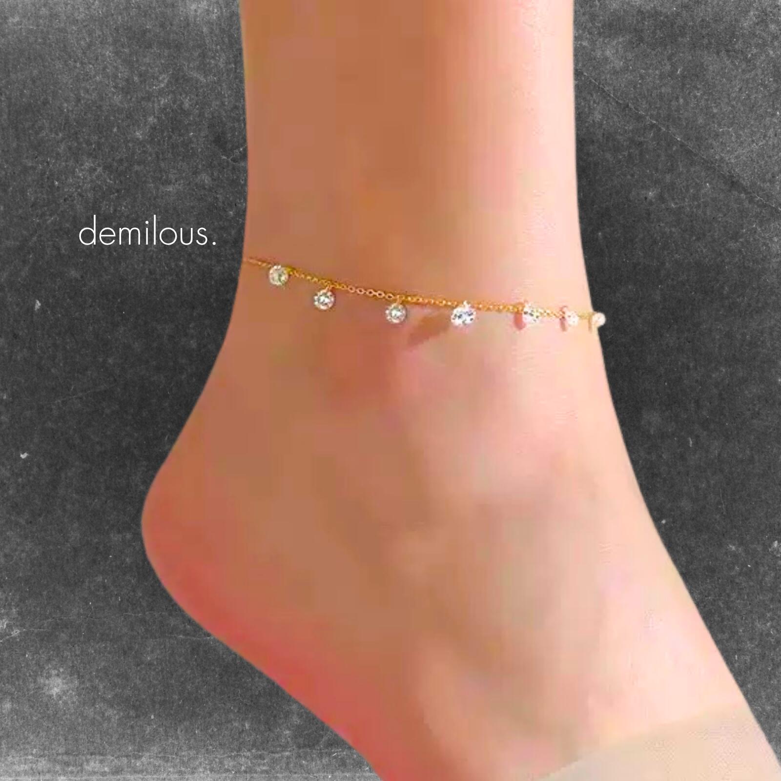 14kgfコーティング・925銀製・ジルコニアアンクレット・上品・大人女子・サマージュエリー・高級感・キラキラ輝き