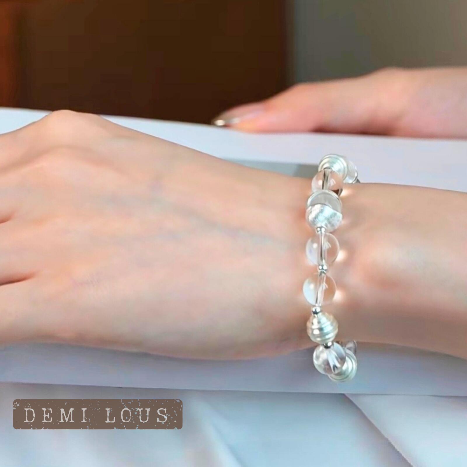 白水晶 ブレスレット 高級感あふれる透明感 個性×百搭デザイン 手串風 クリスタルストーン レディースアクセサリー