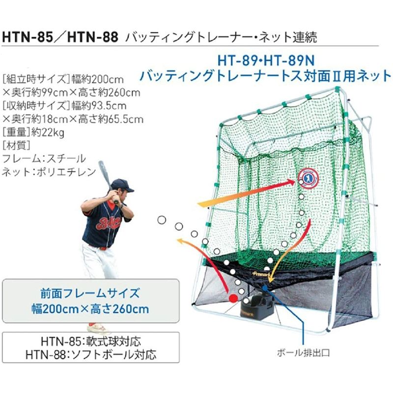 プラスワイズ ホームセンター店のネット バッティングトレーナー ネット連続 ソフトボール 対応 HTN-88 練習 野球 部活動 PROMARK プロマーク SAKURAI サクライ貿易 SスD｜アングル3