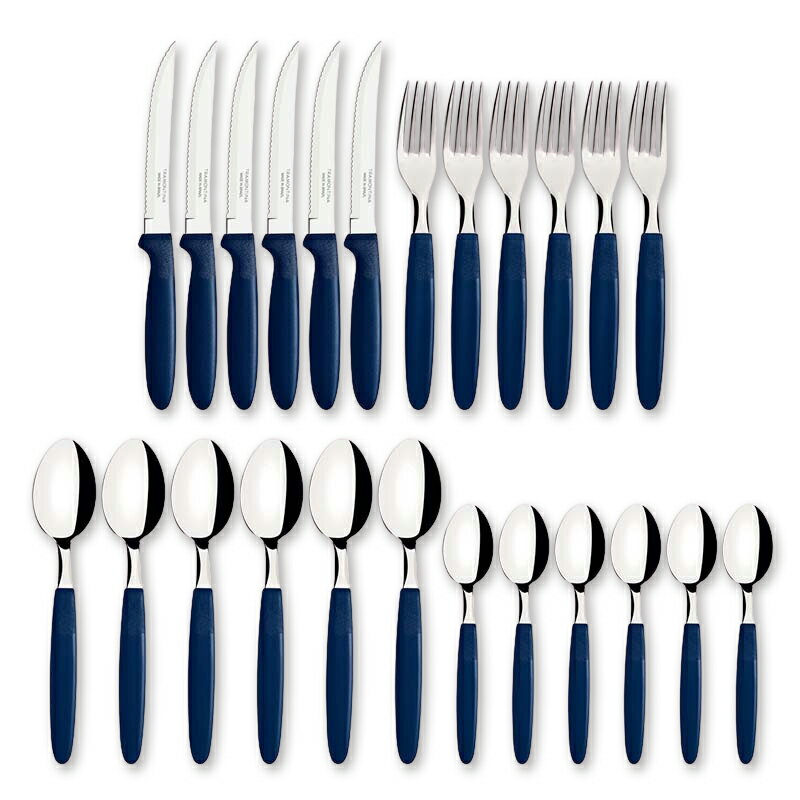 樂天商城 - カトラリーセット イパネマ テーブルウェア 24pc ブルー 23399/191 カトラリー BBQ シュラスコ トラモンティーナ 福KD