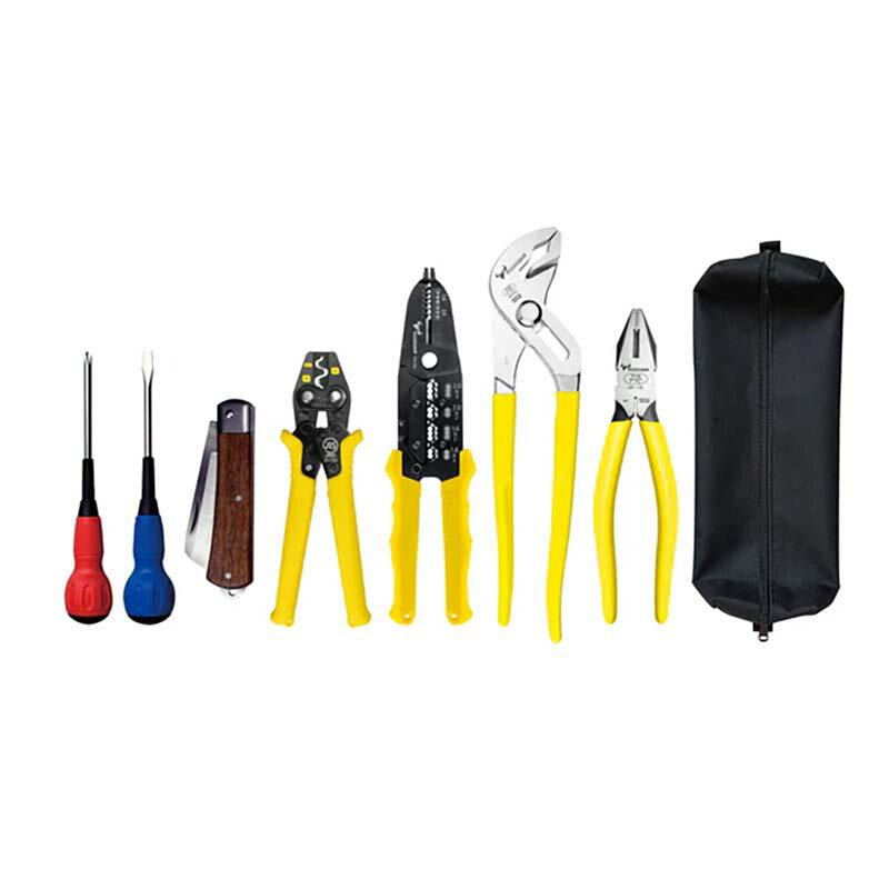 電気工事士技能試験 工具セット 9点セット 圧着工具 小 TS-E01S 電気工事士 技能試験 圧着 電気設備 ハンドプレス TSUNODA ツノダ T儀D