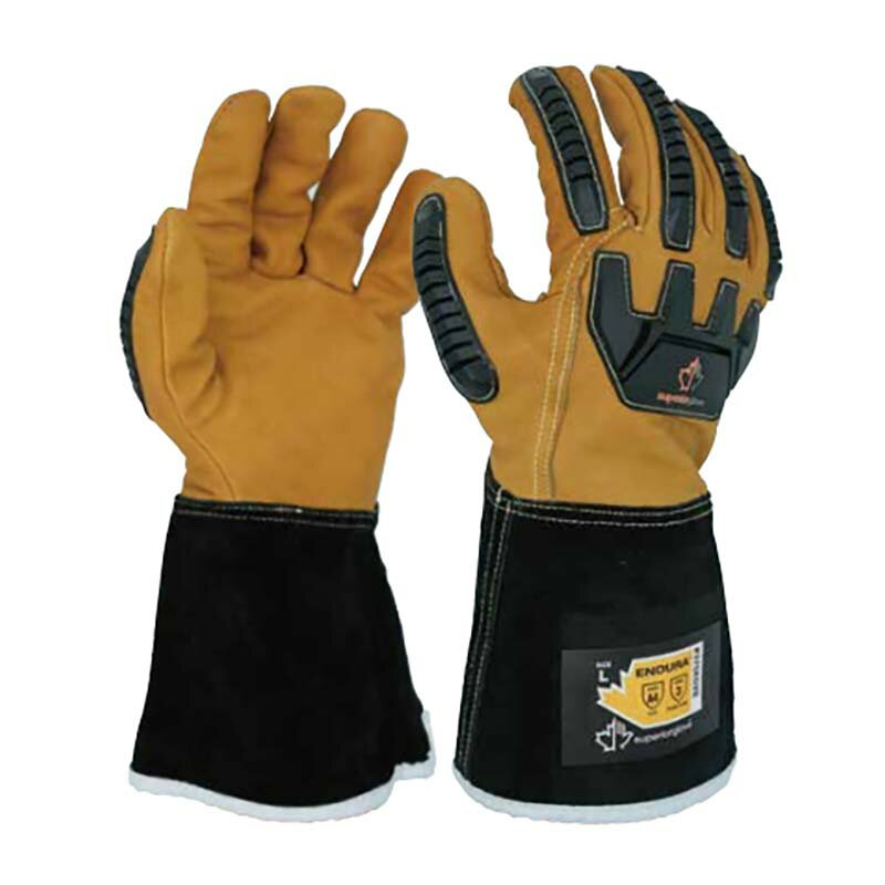 手袋 耐衝撃耐切創手袋 375KGVB サイズ選択 5双セット 耐衝撃 耐切創 耐油 撥水加工 山羊革 快適 作業用 建築 土木 DIY 赤尾 代引不可