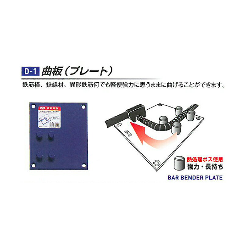 鉄筋工具 D-1 曲板 プレート 10mm 鉄筋棒 鉄線材 異形鉄筋 曲げ作業 Mokuba モクバ 小山刃物製作所 三冨D 2