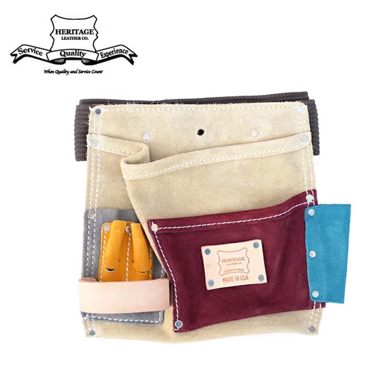 ポーチ レザーツールポーチ 9136 本革 皮 スウェード 2色 マルチ 工具入れ ウエスト ポーチ ケース DIY ヘリテージレザー エコツールマーケット 三冨D