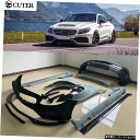 W205C63PdスタイルワイドカーボディキットカーボンファイバーPpフロントバンパーリアバンパーフェンダーサイドスカートベンツ用W205C63Amg 14-1...