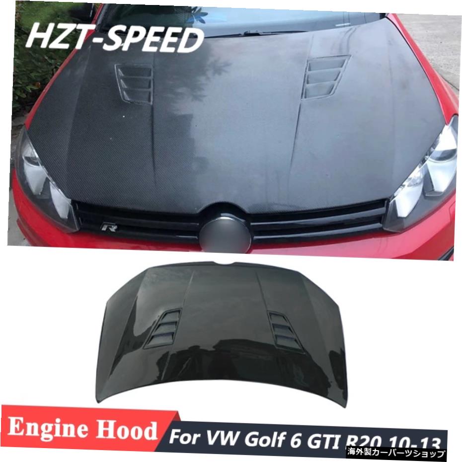 カーボンファイバー素材エンジンカバーボンネットフードVWゴルフ6GTIR20車体キットリフィット2010-2013 Carbon Fiber Material Engine Cover Bonnet Hood For VW Golf 6 GTI R20 Car Body Kit Refitting 2010-2013