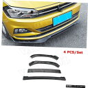 【4PCS】フォルクスワーゲンVWポロプラス2019フロントリップスポイラーABSブラックヘッドバンパーエプロンチンショベルガードカースタイリング用 【4 PC...