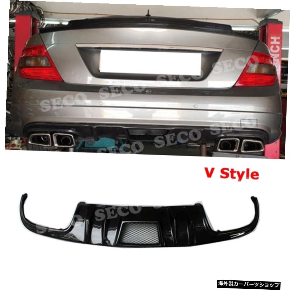 CFVۥ륻ǥ٥C饹W204C63AMG2008-2011ե󥷥㡼ѥܥեСꥢХѡåץǥե塼꡼ CF V StyleCarbon Fiber Car Rear Bumper Lip Diffuser Accessorise for Mercedes Benz C Class W204 C63 AMG
