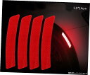 【赤】カーホイールリムアイブロウ警告ストリップステッカー警告灯リフレクター保護ステッカーセーフティマーク4PCSオートカースタイリング 【Red】Car Whe...