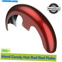 Front Fender ハーレイ86+のためのハードキャンディホットロッドレッドフレーク21インチラッパーハガフロントフェンダー Hard Candy Hot...
