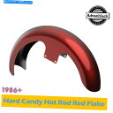 Front Fender 1986+ハーレーのためのハードキャンディホットロッドレッドフレーク21