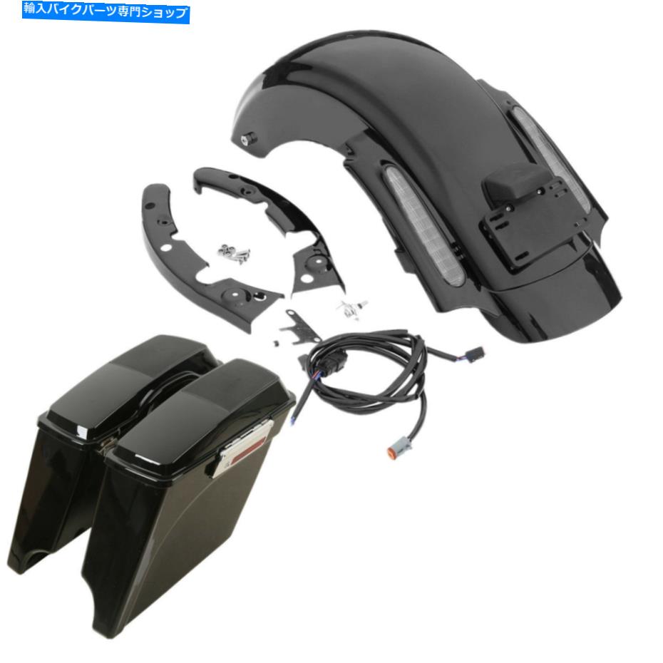 Rear Fender 5 "伸縮された拡張されたサドルバッグ+リアフェンダーフィットハーレーロードキング09-13 ..