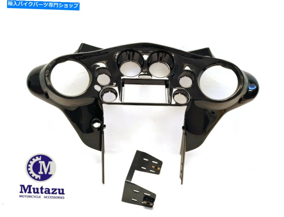 Inner Fairing ハーレーツーリング98-13のためのムルズ光沢のあるブラックダブルDINインナーバットウィングフェアリング Mutazu Glossy Black Double DIN Inner Batwing Fairing for Harley Touring 98-13