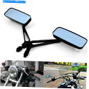 Mirror オートバイの長方形黒の背面図の青いミラー Motorcycle Rectangle Black Rear View Side Blue Mirrors For Harley