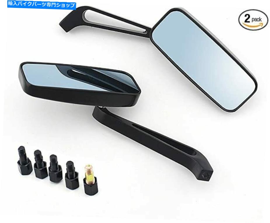 Mirror 8mm / 10mm黒い長方形のオートバイのボバーミラーの鏡 8mm/10mm Black Rectangle Motorcycle Bobber Mirrors Blue Mirror Reducing Glare