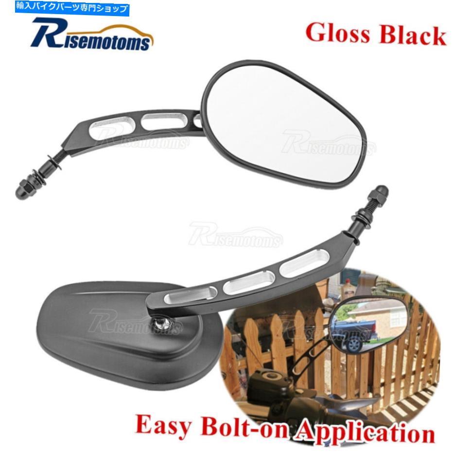 Mirror 360°ビレット8mmリアビューサイドミラーブラック 360° Billet 8MM Rear View Side Mirrors Black For Harley Touring Road King Glide