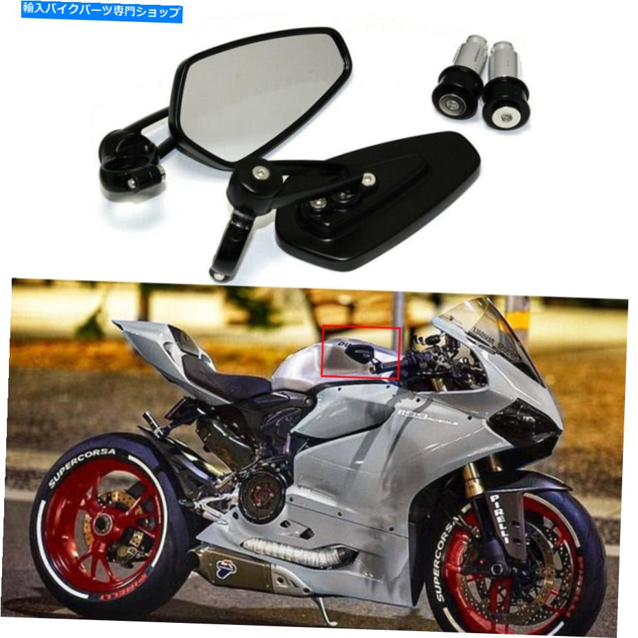 Mirror ブラック7/8 ハンドルバーエンドバックミラーカスタム Black 7/8 Handle Bar End Rearview Mirrors Custom For Ducati 1199 Panigale