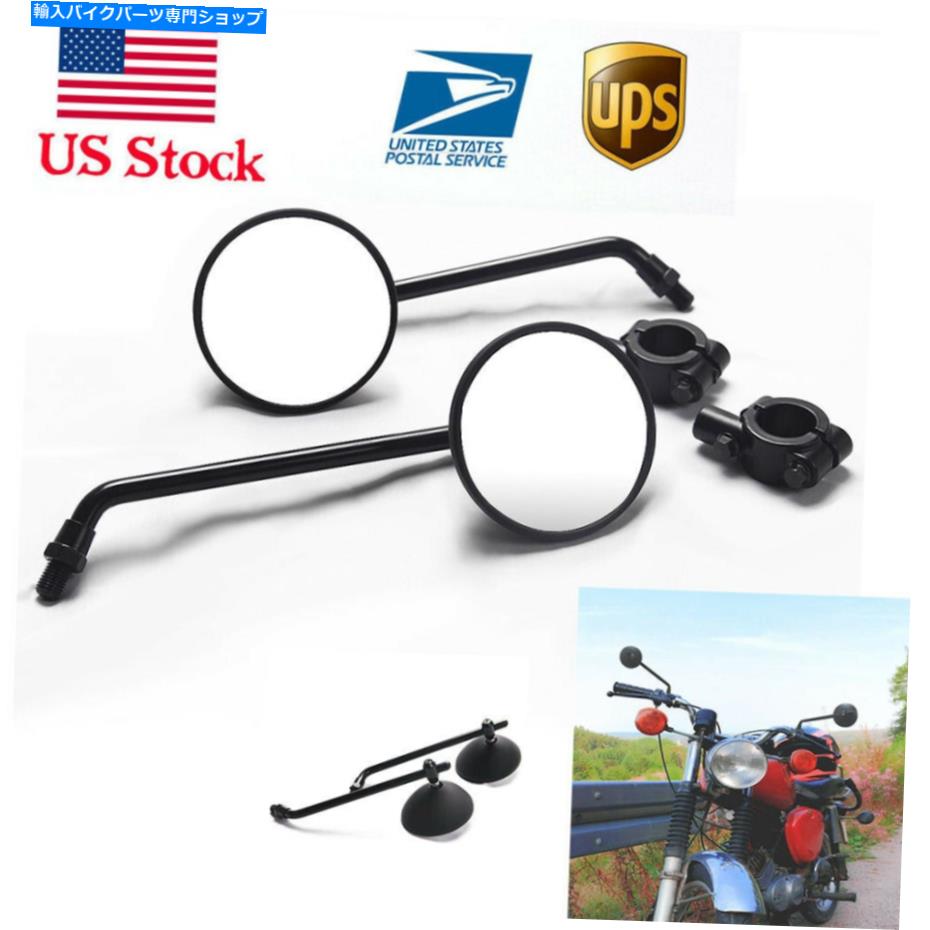 Mirror 10mm֥å˥СΤΥȥХΥХåӥ塼ɤδݤߥ顼 Motorcycle Rearview Side Round Mirrors for Scooter 10mm Chrome Black Universal