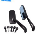 Mirror 1ペアユニバーサルオートバイ長方形黒の背面図サイドブルーミラー8mm 10mm 1 Pair Universal Motorcycle Rectangle Black Rear View Side Blue Mirrors 8MM 10MM