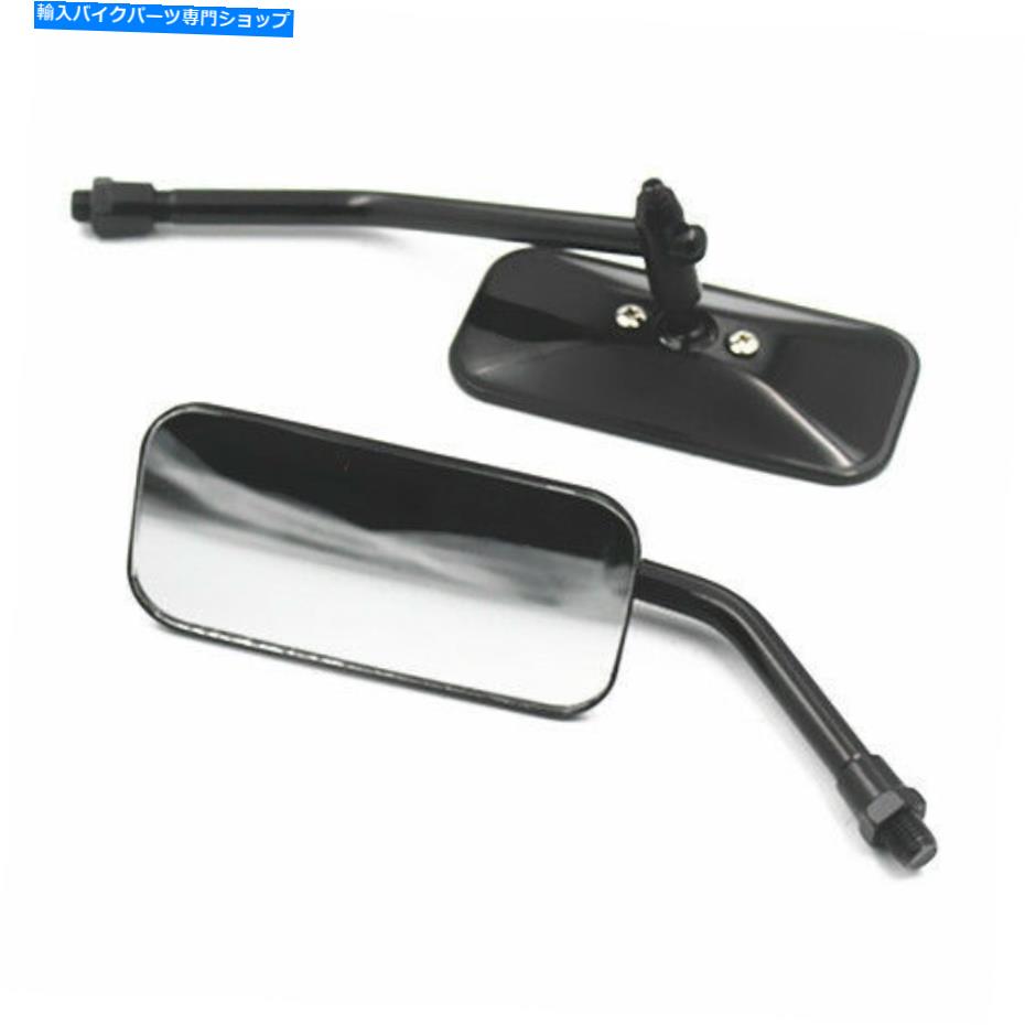 Mirror ユニバーサルオートバイブラック10mm長方形バックサイドミラー巡洋艦ツーリング Universal Moto..