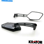 Mirror カスタムリアビューミラーブラックペアW /勝利のクロスロードジャックポットのためのアダプター Custom Rear View Mirrors Black Pair w/Adapters For Victory Cross Roads Jackpot