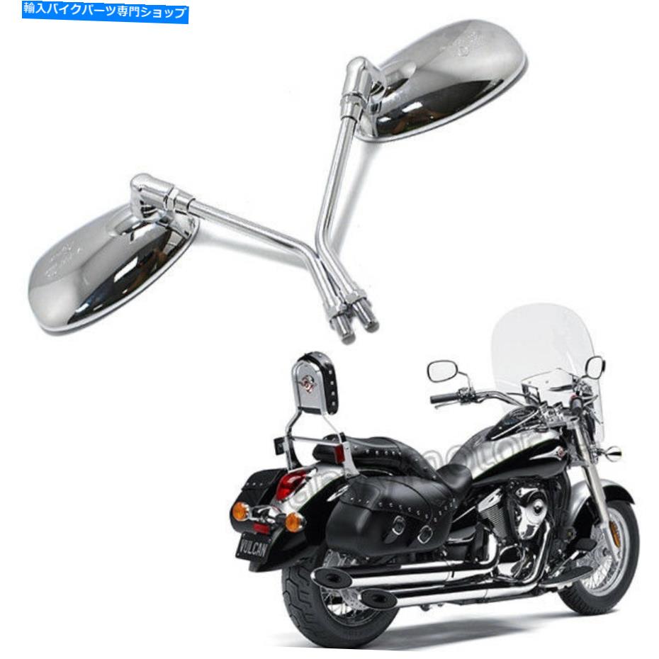 Mirror ڥåѡ10mmΤΥХ륪ȥХΥХåɥߥ顼 OVAL MOTORCYCLE REARVIEW SIDE MIRRORS FOR KAWASAKI SUZUKI CHOPPER SCOOTER 10MM