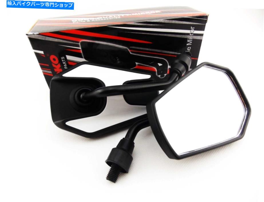 Mirror スズキTC125 73-77ブラックホワイトヘクスソコミラー SUZUKI TC125 73-77 BLACK WHITE HEX SOKO MIRRORS