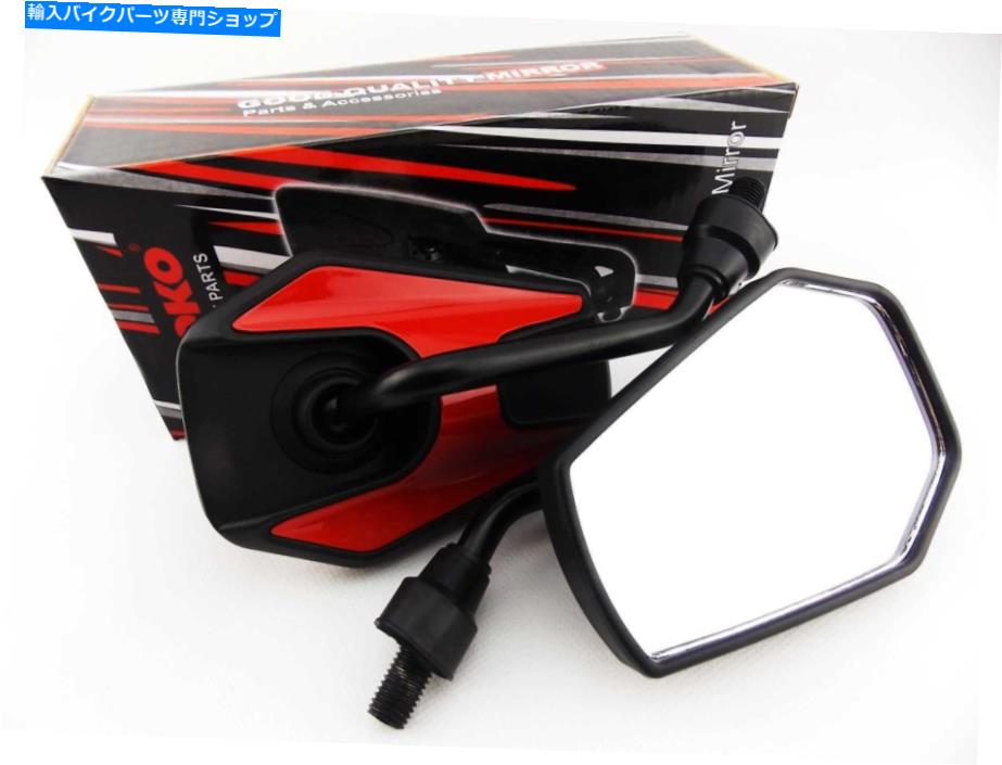 Mirror 川崎ZR-X 400 93-08ブラックレッドヘクスソコミラー KAWASAKI ZR-X 400 93-08 BLACK RED HEX SOKO MIRRORS