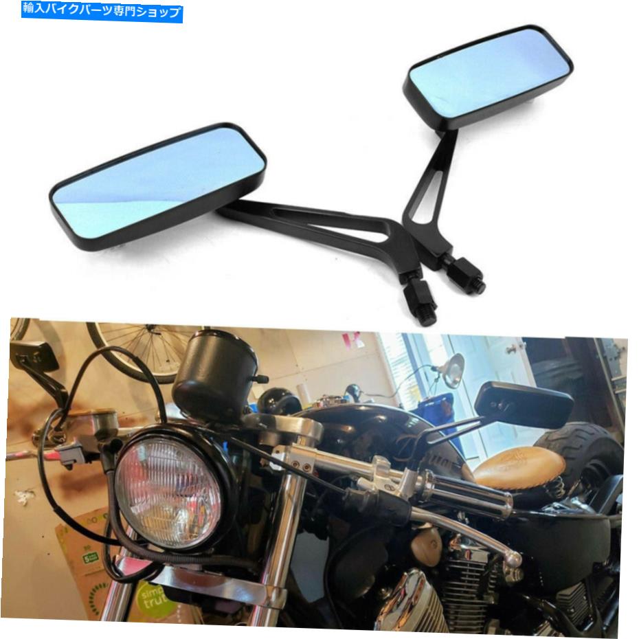 Mirror ブラックの長方形のオートバイのバックミラー8 / 10mmハーレークルーザーチョッパー Black Rect..