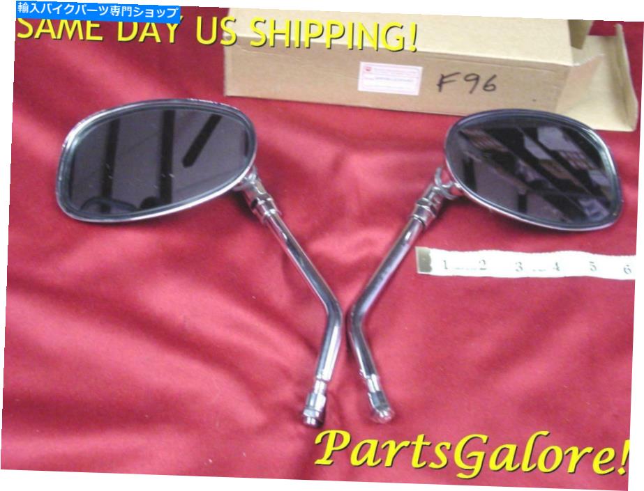 Mirror ビンテージロングステムミラーセット、クロムオーバル10mm、オートバイスクーター Vintage Long Stem Mirror Set, Chrome Oval 10mm, Motorcycle Scooter