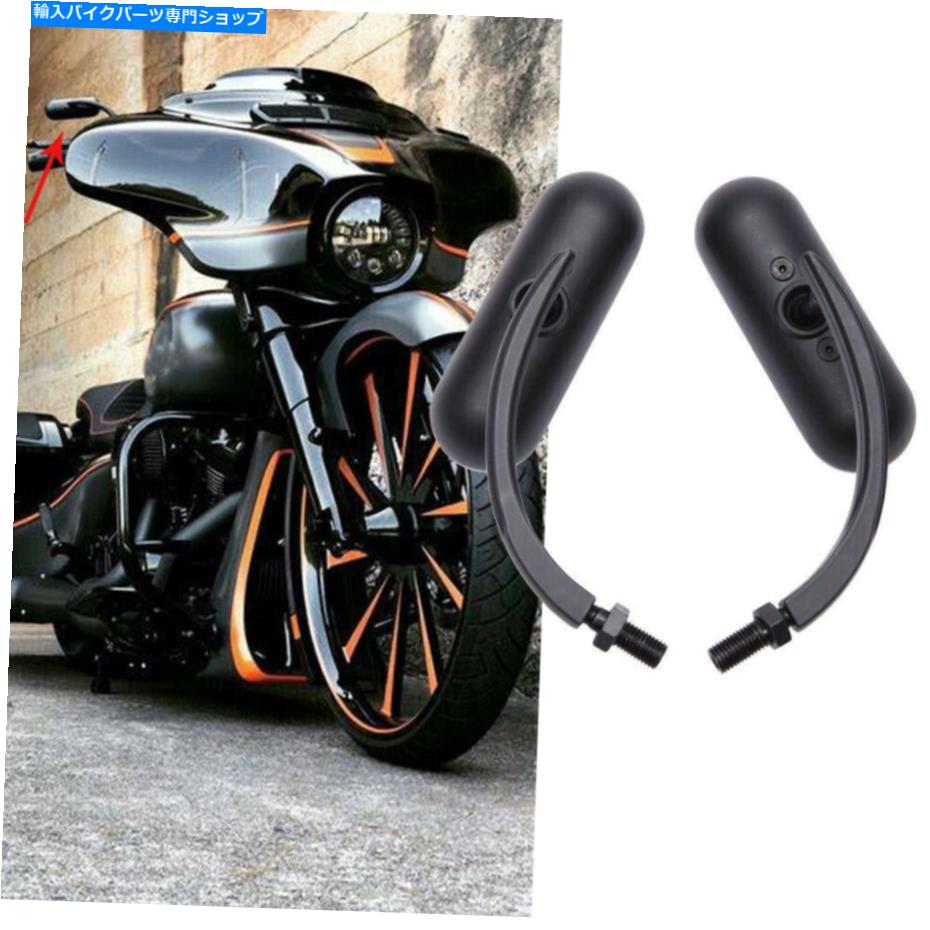 Mirror ブラックオートバイオーバルミラーハーレースポーツスターツーリングソフトビュー#k Black Moto..