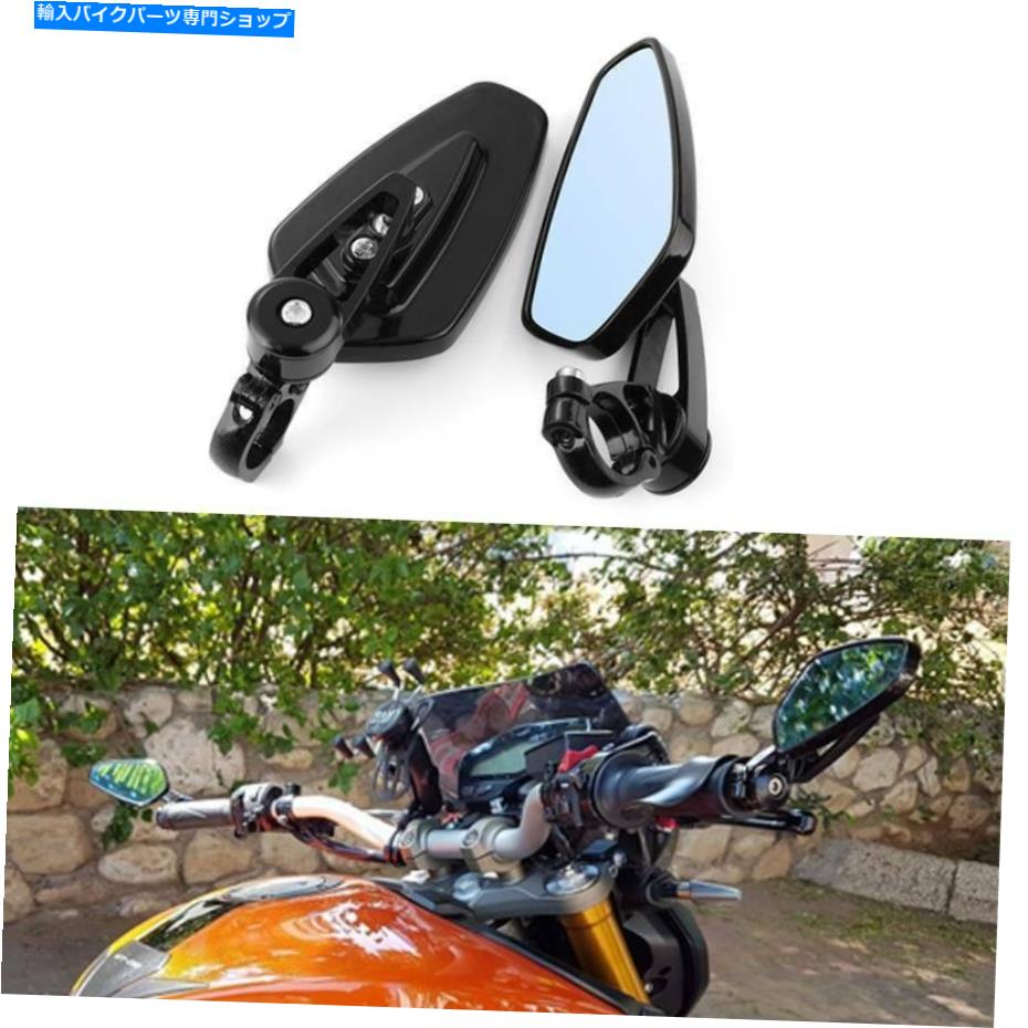 Mirror クラシックCNCブラックリアビューミラーセット7/8 "ハンドルバーエンドオートバイ用カスタムセ..