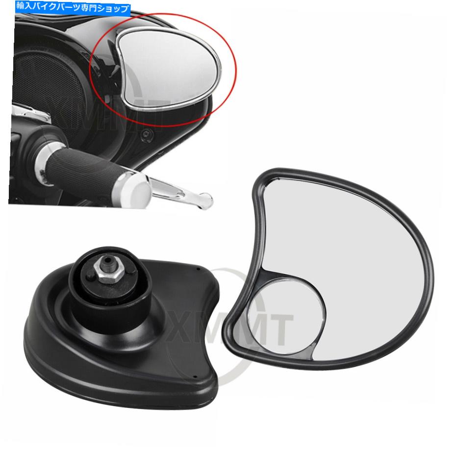 Mirror ハーレーロードキング警察のための2ピースブラックフェアリングマウントリアビューミラー 2Pcs Black Fairing Mount Rearview Mirror For Harley Road King Police FLHP FLHR