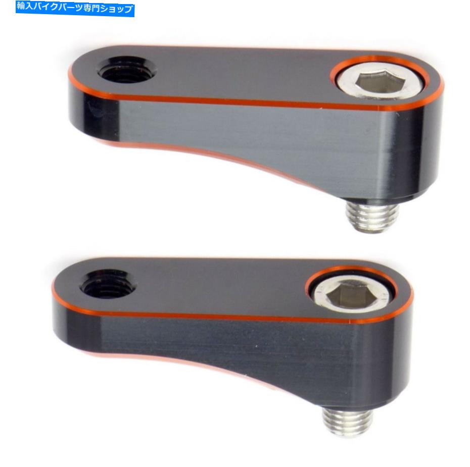 Mirror 2fastmoto 2xオルンブラック10mmミラーライザーエクステンダーエクステンションブラケットモーターバイク 2FastMoto 2x Orang Black 10mm Mirror Riser Extender Extension Bracket Motorbike