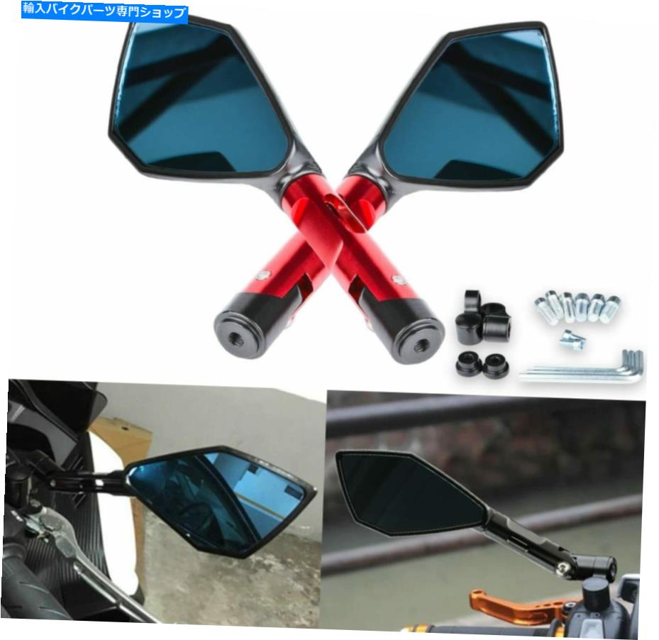 Mirror オートバイ赤のバックビューサイドミラー8 / 10mmのためのホンダスズキ山草ヤマハアメリカ Motorcycle Red Rearview Side Mirrors 8/10MM For Honda Suzuki Kawasaki Yamaha US