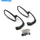 Mirror 1セットブラックアルミ+プラスチックレトロクリアレンズリサイブサイドミラーユニバーサルフィット 1set Black Aluminum+Plastic Retro Clear Lens Rearview Side Mirrors Universal Fit