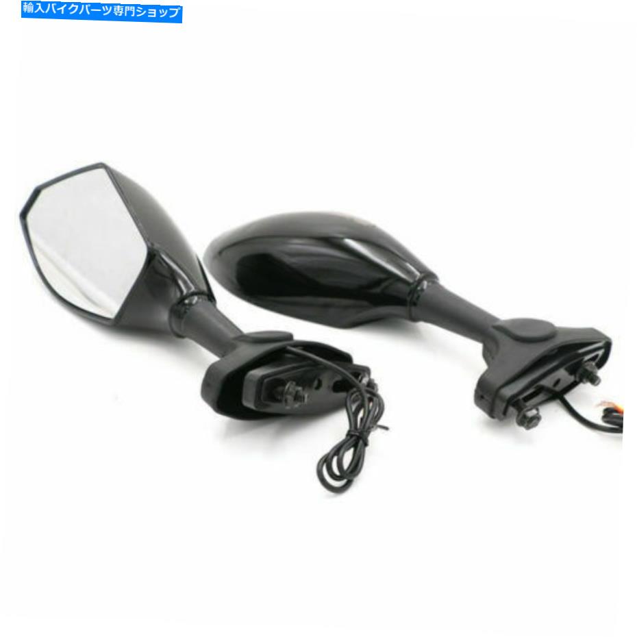 Mirror 2倍ユニバーサルオートバイサイドミラーLEDターン信号インジケータライトカフェレーサー 2x Uni..