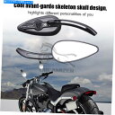 Mirror ubNXJJtF[T[I[goCjo[TAr[~[n[[}n Black Skull Cafe Racer Motorcycle Universal Rear View Mirrors For Harley Yamaha