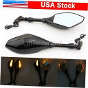 Mirror ヤマハVirago250 535 1100 VMAX 1200 1700用ブラックLEDターンシグナルサイドミラー Black LED Turn Signals Side Mirrors For Yamaha Virago250 535 1100 Vmax 1200 1700