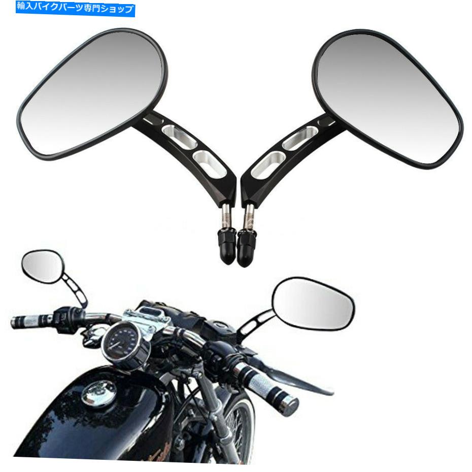 Mirror Harley Sportster Softail Touring Dynaのためのペアブラック8mmリアビューサイドミラー Pair Black 8mm Rearview Side Mirrors For Harley Sportster Softail Touring Dyna