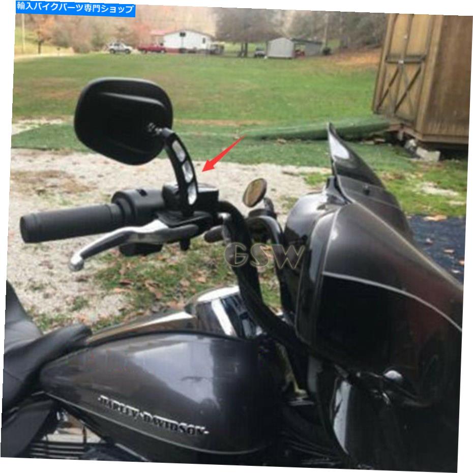 Mirror ブラックエッジカットサイドミラーハーレーツーリングクルーザーバッグガーオートバイカスタム ..