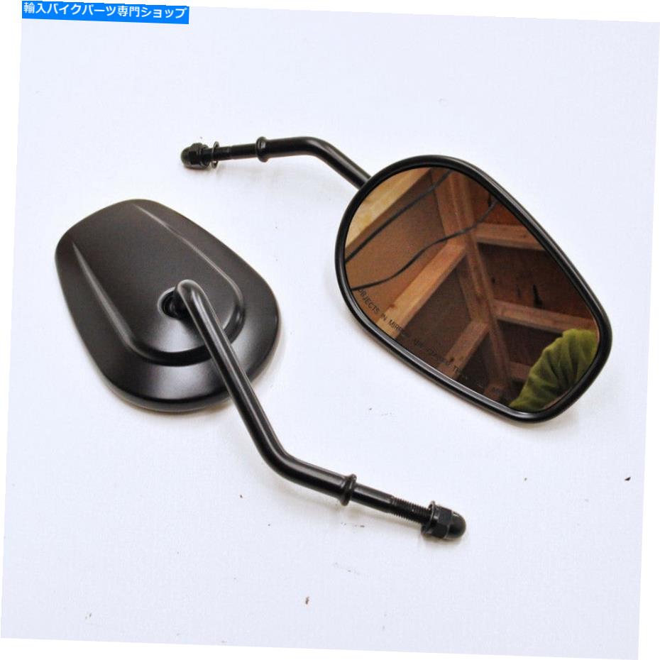 Mirror 短いステムを持つ黒いテーパー凸面鏡 - ペア - ほとんどのハーレーモデル BLACK Tapered CONVEX..