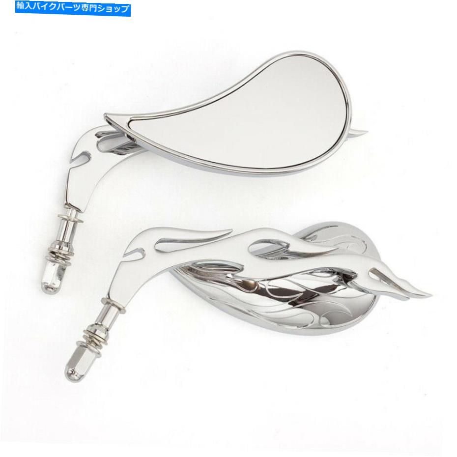 Mirror 普遍的なオートバイクルーザークロームフレームティアドロップリサイブミラー Universal Motorc..