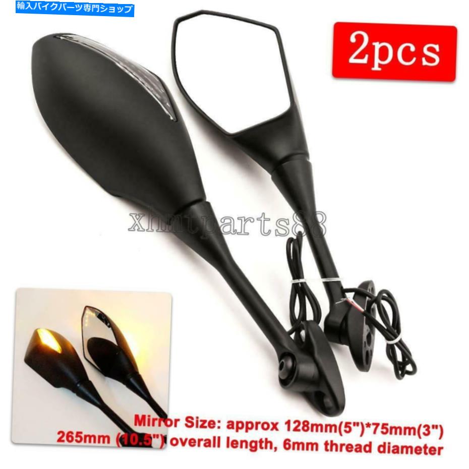 Mirror ホンダCBR600RR CBR1000RR用ブラックオートバイリアビューミラーLEDターン信号 Black Motorcycl..