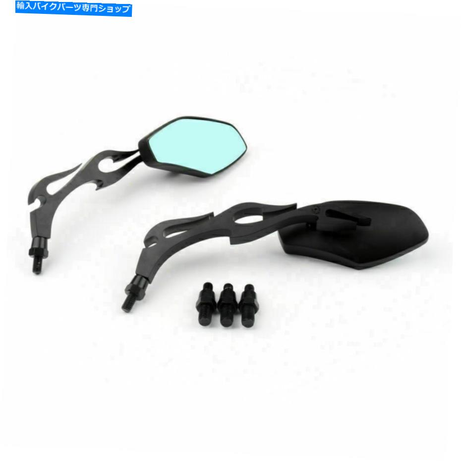 Mirror 2×ユニバーサルオートバイリアビューミラーブラック8mmチョッパーのための10mm 2 x Universal Motorcycle Rear View Mirrors Black 8mm 10mm for Chopper US