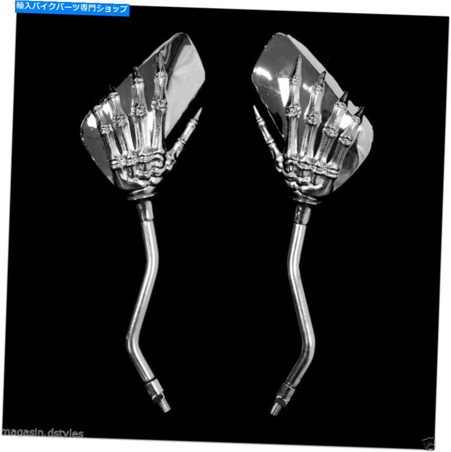 Mirror バックミラークロム手のスケルトンオートバイカスタムトリケクワッドレトロのペア Pair Of Rearview Mirror Chrome Hands Skeleton Motorcycle Custom Trike Quad Retro