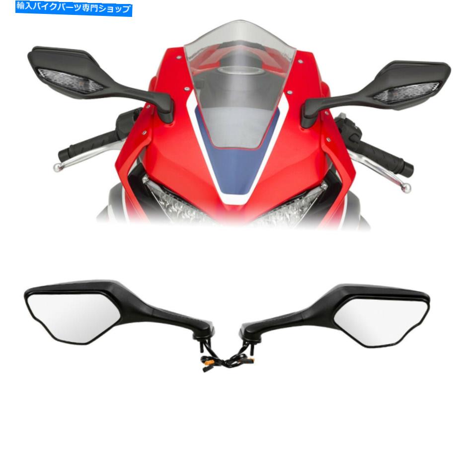 Mirror ブラックLEDターン信号リアビューミラーフィットホンダCBR1000RR CBR 1000RR 17-19 Black LED Turn Signal Rear View Mirrors Fit For Honda CBR1000RR CBR 1000RR 17-19